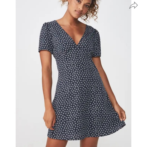 Cotton On Dresses & Skirts - Cotton On Navy Blue A-line Floral Mini Dress